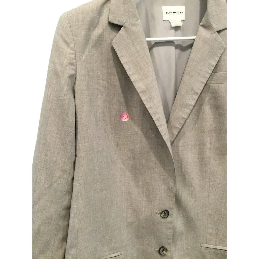 Club Monaco Long Single-Breasted Blazer Mens Size Medium M Grey Corporate READ‎